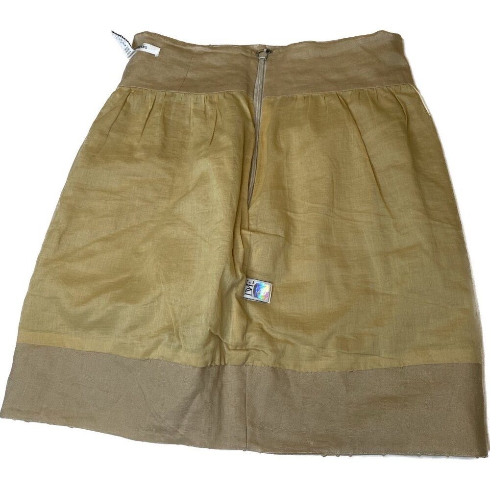 DVF Paquerita Linen Mini Skirt Beige XS 2 Textured Embroidered Boho Chic - Picture 8 of 13